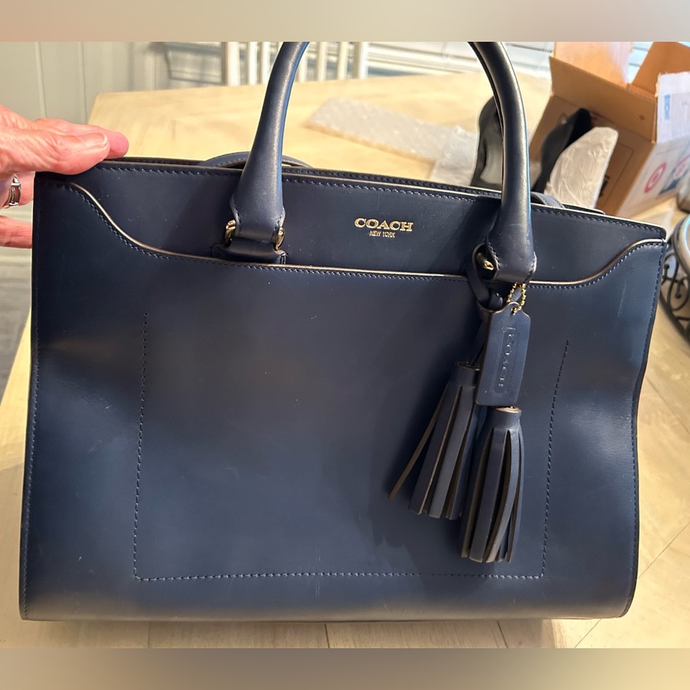 Coach Pinnacle Leighton Blue Leather Carry all Purse
